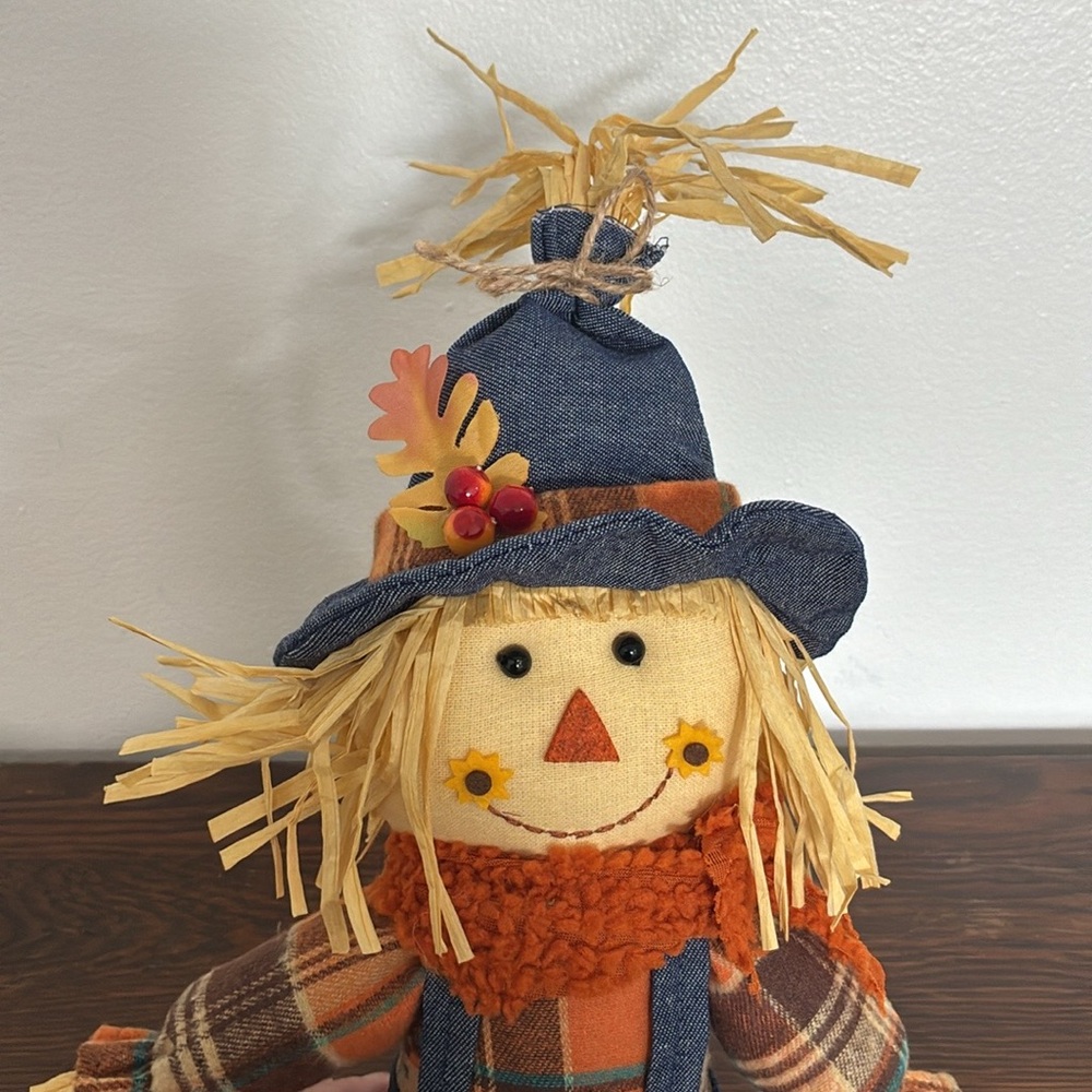 NWT- 12-1/2” Fall Harvest Scarecrow Sitter Decoration - Picture 4 of 17
